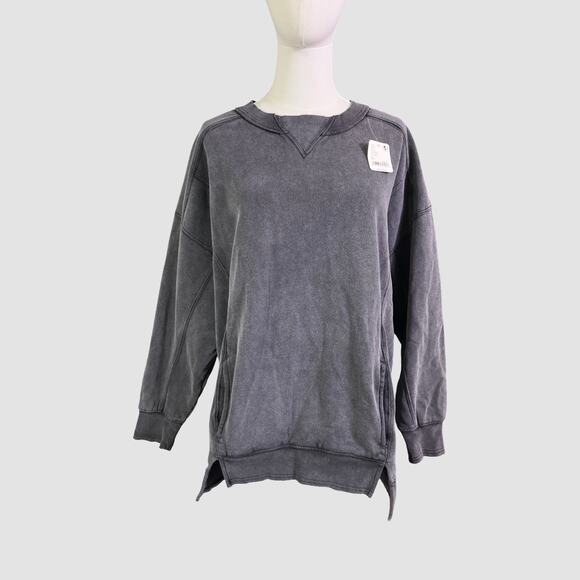 Free People Intercept Oversized Sweatshirt Black Kangaroo Pocket XS NWT - Picture 3 of 11